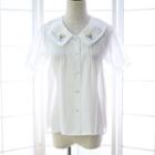 Embroidered Collared Chiffon Blouse