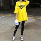 Short Sleeve Letter Print Loose Sport T-shirt