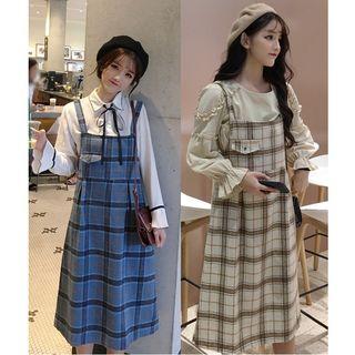Suspender Plaid Midi Dress