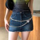 Denim Chain Pencil Skirt