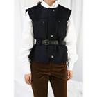 Pocket-detail Wool Blend Vest With Belt