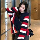 Color Block Cable Knit Sweater Sapphire Blue - One Size
