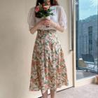 Lace-sleeve Bell-cuff T-shirt
