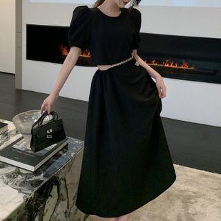 Short-sleeve Cut-out Maxi A-line Dress