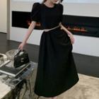 Short-sleeve Cut-out Maxi A-line Dress