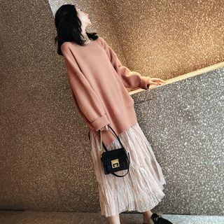 Oversize Sweater / Dotted Midi A-line Skirt / Set