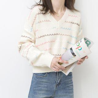 Zigzag V-neck Sweater