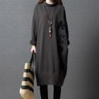 Letter Turtleneck Long-sleeve Dress