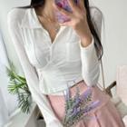Two-way Collared Patch-pocket Crop Top