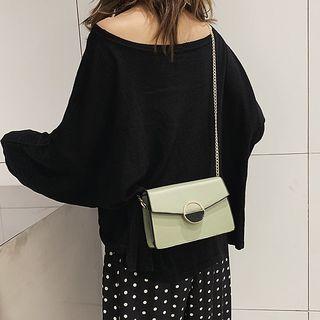 Faux Leather Circle Accent Crossbody Satchel