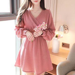 Rib-knit Mini Wrap Dress