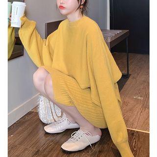 Set: Midi Knit Tank Dress + Plain Sweater