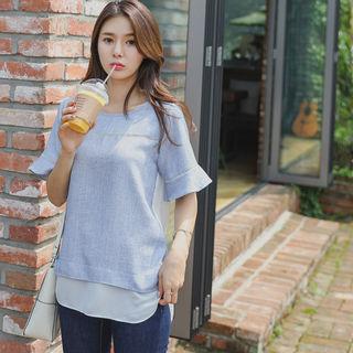 Chiffon-back Lace-trim Top