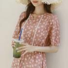 Crochet-trim Floral Dress