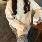 Cable-knit Split-side Sweater / Dot Print Dress