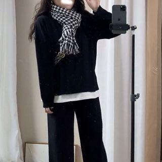 Mock Two Piece Knit Top / Wide Leg Pants