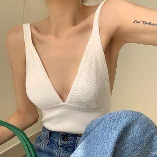V-neck Plain Cropped Camisole Top