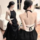 Spaghetti Strap Halter Midi A-line Dress