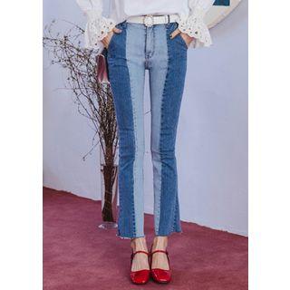 Two-tone Semi Boot-cut Jeans