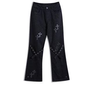 Cross Applique Bootcut Pants