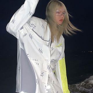 Single-breasted Color Block Lettering Blazer