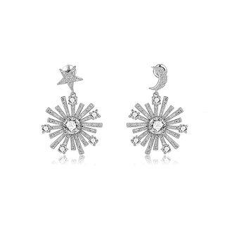 Fashion Snowflakes Asymmetric Earrings With White Austrian Element Crystal