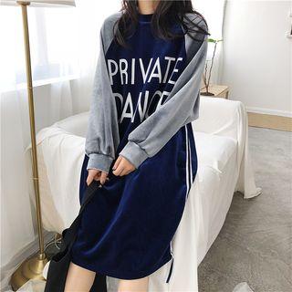 Lettering Raglan-sleeve Pullover Dress