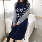 Lettering Raglan-sleeve Pullover Dress