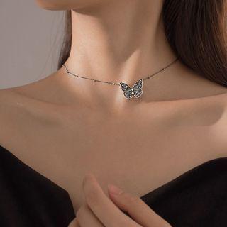Butterfly Pendant Sterling Silver Choker
