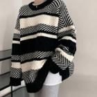 Long Sleeve Color Block Sweater Stripe - One Size