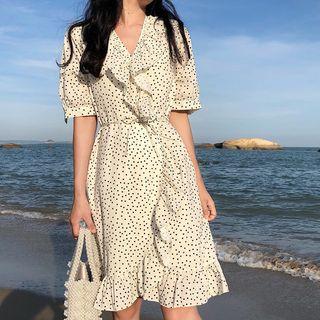 Dotted Ruffled Mini Dress