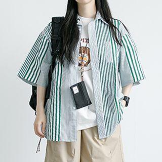 Elbow Sleeve Pinstripe Shirt