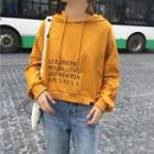 Lettering Long-sleeve Loose-fit Cropped Top
