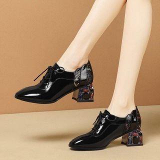Lace-up Chunky-heel Oxford Shoes