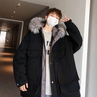 Faux Fur-trim Loose-fit Hooded Parka