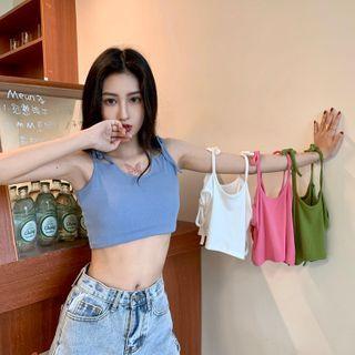 Plain Tie-strap Cropped Camisole Top