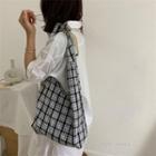 Plaid Canvas Tote Bag As Shown In Figure - One Size