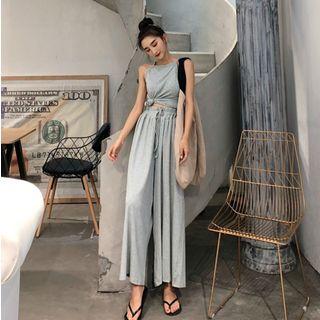 Set: Halter Top + Wide-leg Pants
