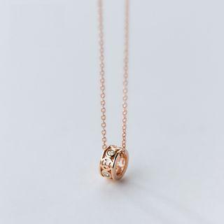 S925 Sterling Silver Rhinestone Ring Necklace