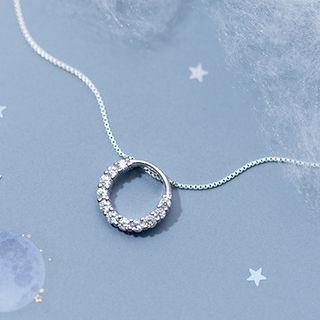 925 Sterling Silver Rhinestone Hoop Pendant Choker As Shown In Figure - One Size