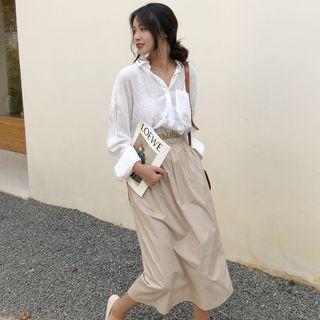 Set: Plain Shirt + Midi H-line Skirt