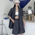 Short-sleeve Single-breasted Blazer / Wide-leg Shorts