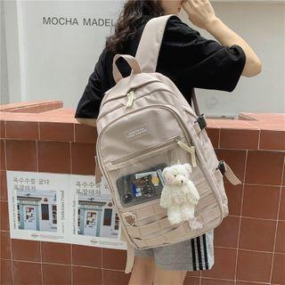 Transparent Pocket Plain Nylon Zip Backpack