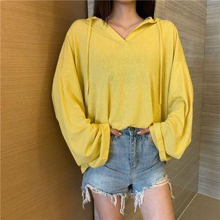 Hooded Backless Long-sleeve Top
