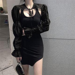 Long-sleeve Blouse / Mini Sheath Tank Dress