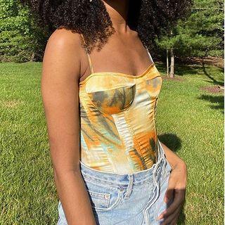 Spaghetti Strap Tie-dyed Corset Top