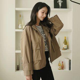 Flap-pocket Zip-up Safari Jacket