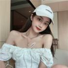 Short-sleeve Off-shoulder Crop Top White - One Size