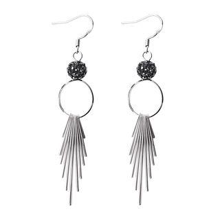 925 Sterling Silver Rhinestone Hoop Fringed Earring As Shown In Figure - One Size