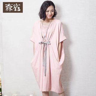 Short-sleeve Lace-up Dress